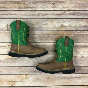 John Deere Boots Slip On Green and Yellow